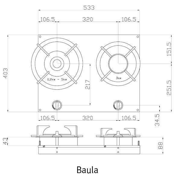 Газовая панель Reginox Baula 2-Pitt