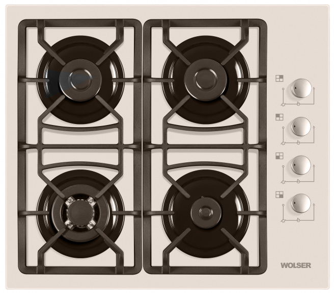 Plită incorporabilă cu gaz Wolser WL-F 6401 GT IC Ivory