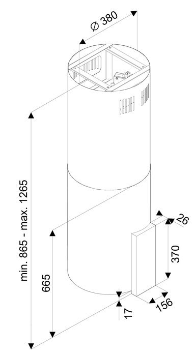 Вытяжка Tornado Tube Island 1200 (40) IX Led