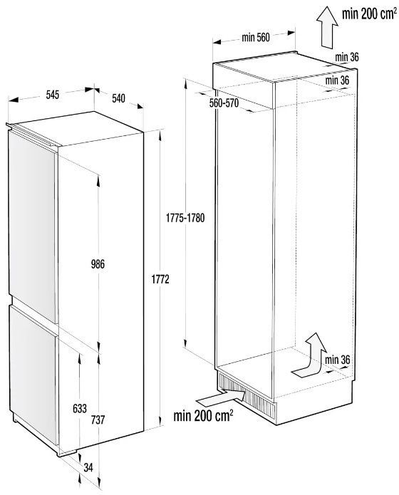 Встраиваемый холодильник Gorenje NRKI4182A1