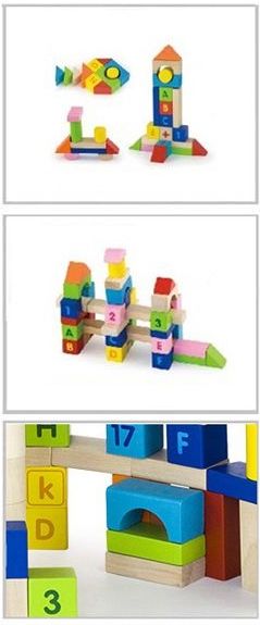 Развивающий набор Viga 100pcs Block Set - Alphabet and Numbers (50288)