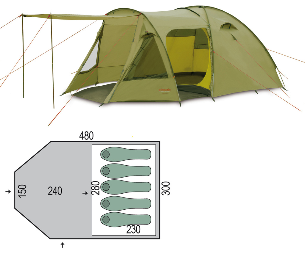 Палатка на 5 человека Pinguin Campus 5 Green