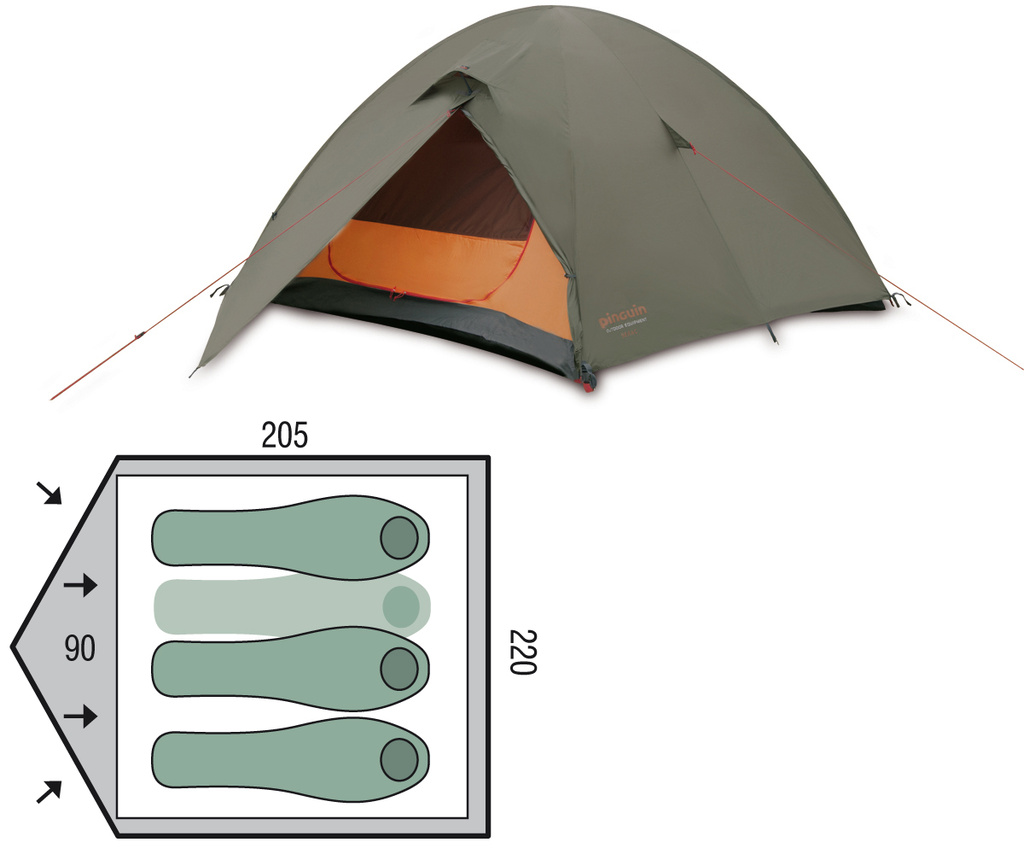 Cort 3-4 persoane Pinguin Serac Green