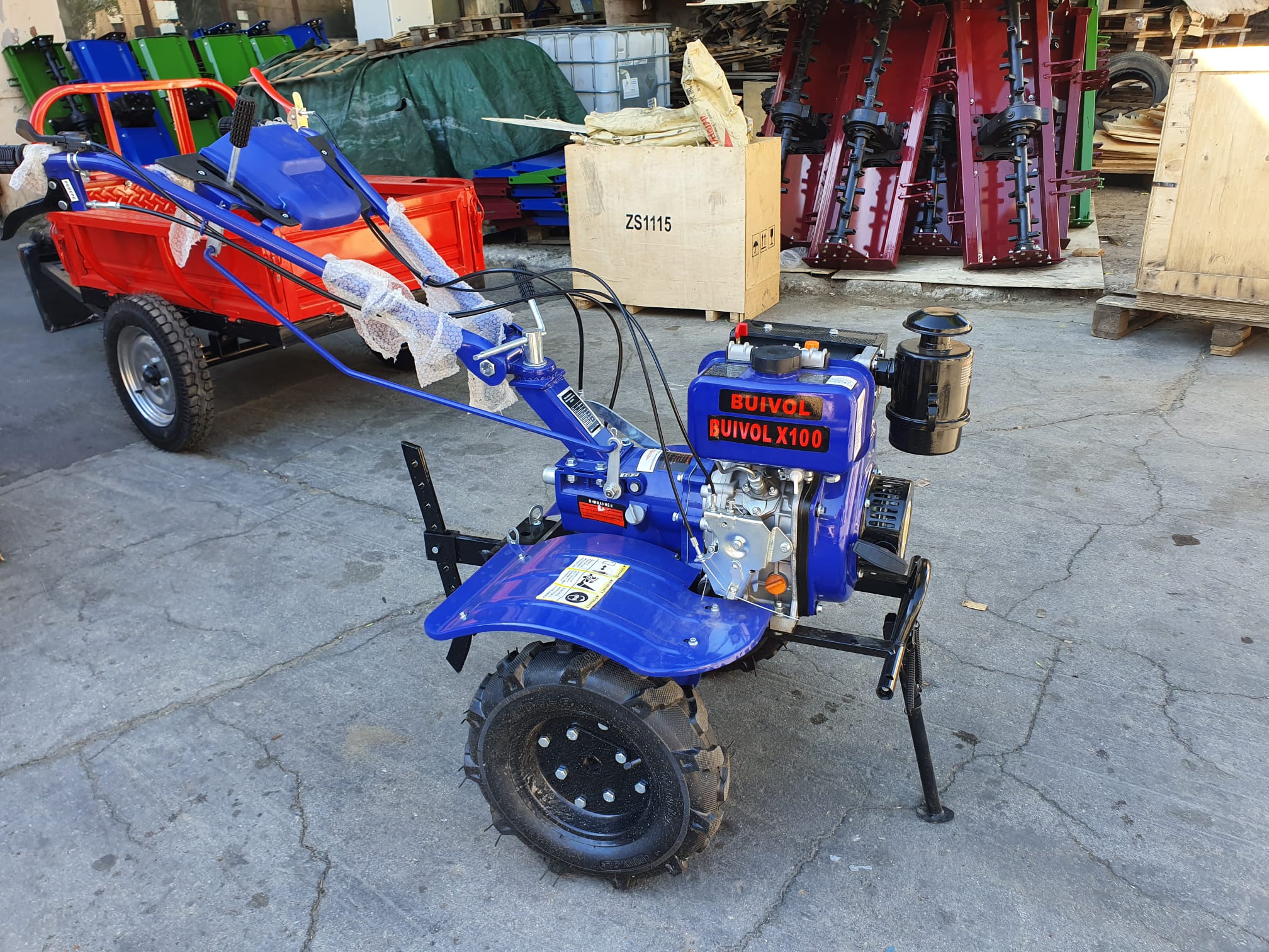 Motocultor cu motor diesel 6 cp, pornire manuala Buivol X100