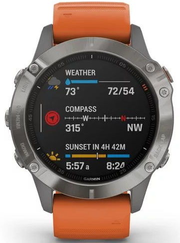 Смарт-часы Garmin fenix 6 Sapphire Gray/Orange (010-02158-14)